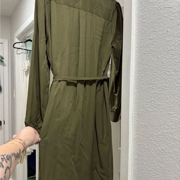 Lucky Brand Olive Button-Up Shirt Dress - Picture 4 of 4